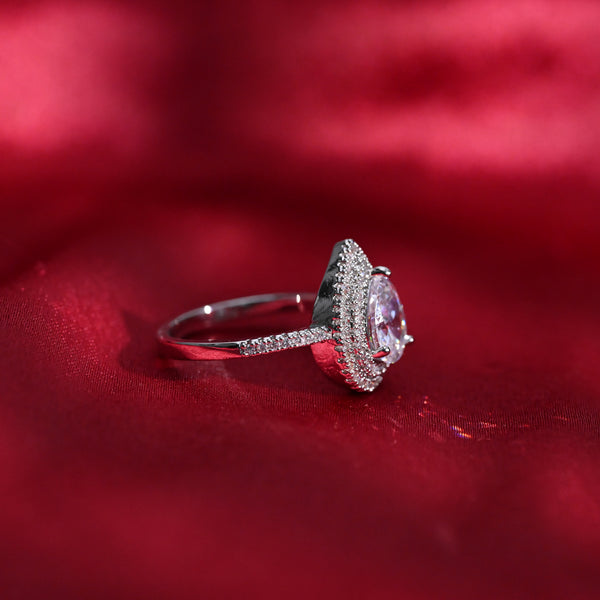 Silver Pear shaped Zircon Ring