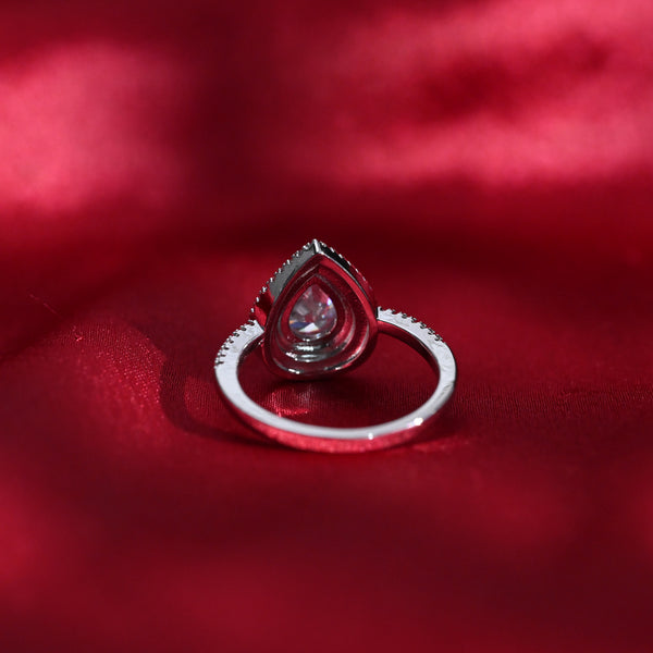 Silver Pear shaped Zircon Ring