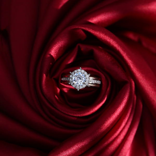 Silver Double Color Cocktail Ring