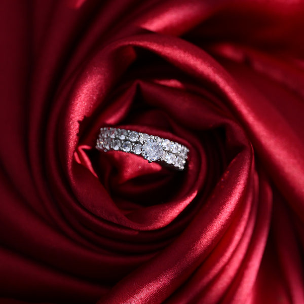 Silver Full Zircon Set of 2 Rings