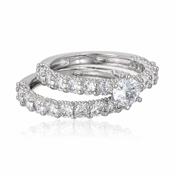 Silver Full Zircon Set of 2 Rings