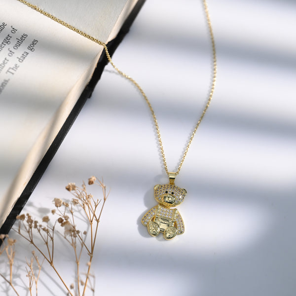 Golden Bear Movable neck Zircon Pendant