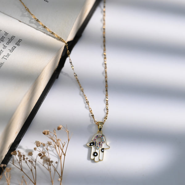Gold Plated Eye White Pendant