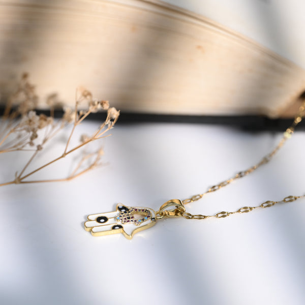 Gold Plated Eye White Pendant