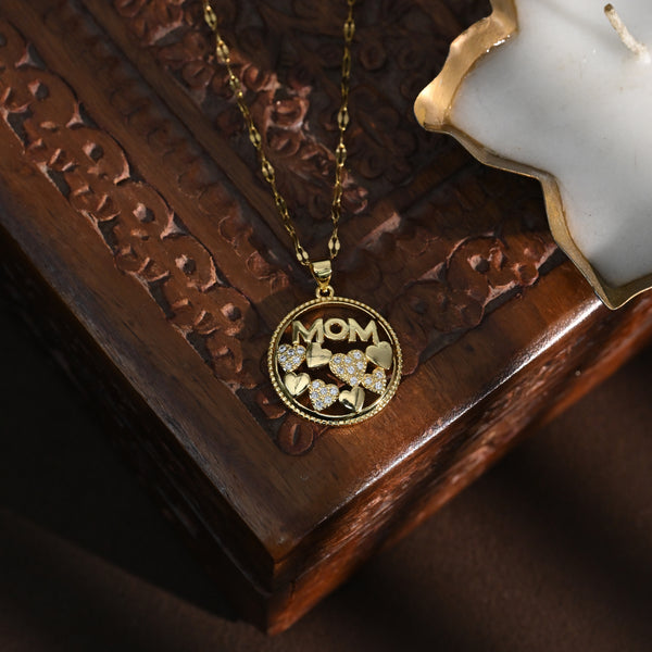 Golden MOM Zircon Pendant