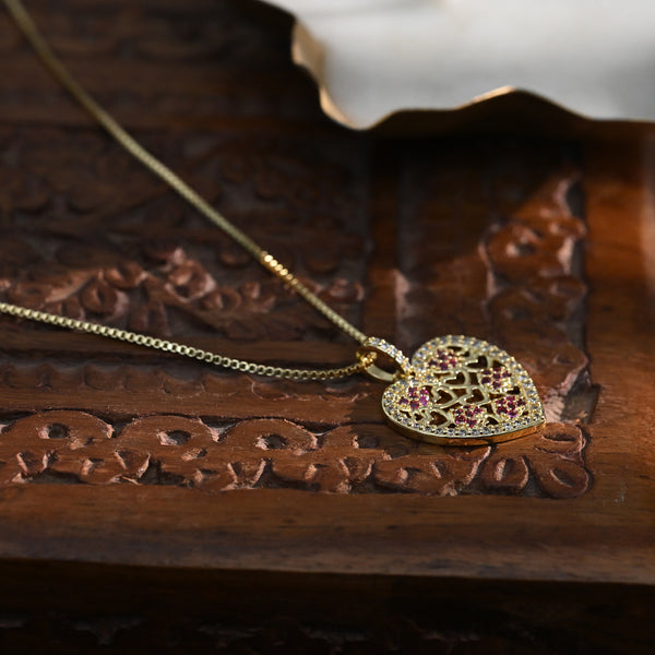 Red Zircon Heart Pendant
