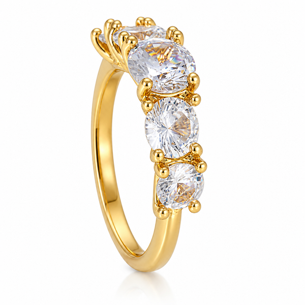 Gold Plated Korean Style Artificial Stones Ring