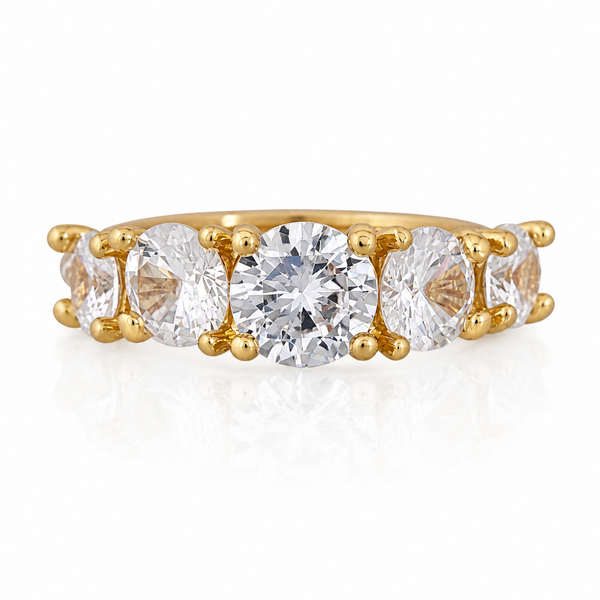 Gold Plated Korean Style Artificial Stones Ring