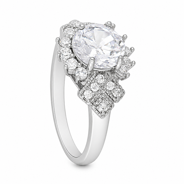 Silver Snowflake Zircon Ring