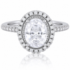 Silver Oval Shaped Big Zircon Ring