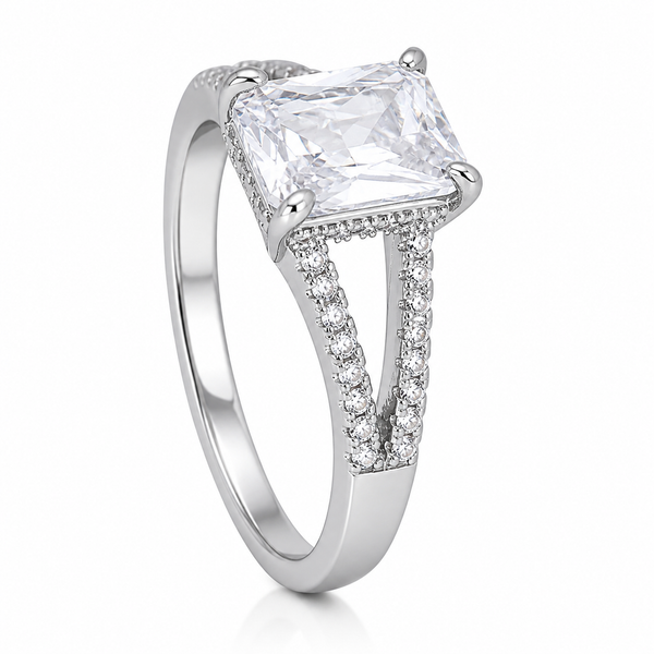 Silver Square Zircon Ring