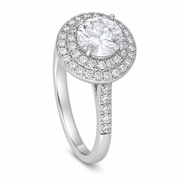 Silver Round Zircon Ring