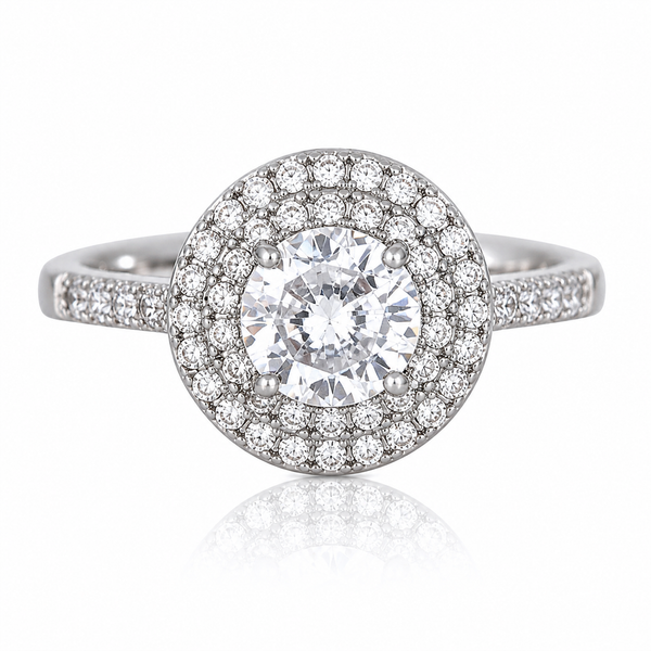 Silver Round Zircon Ring